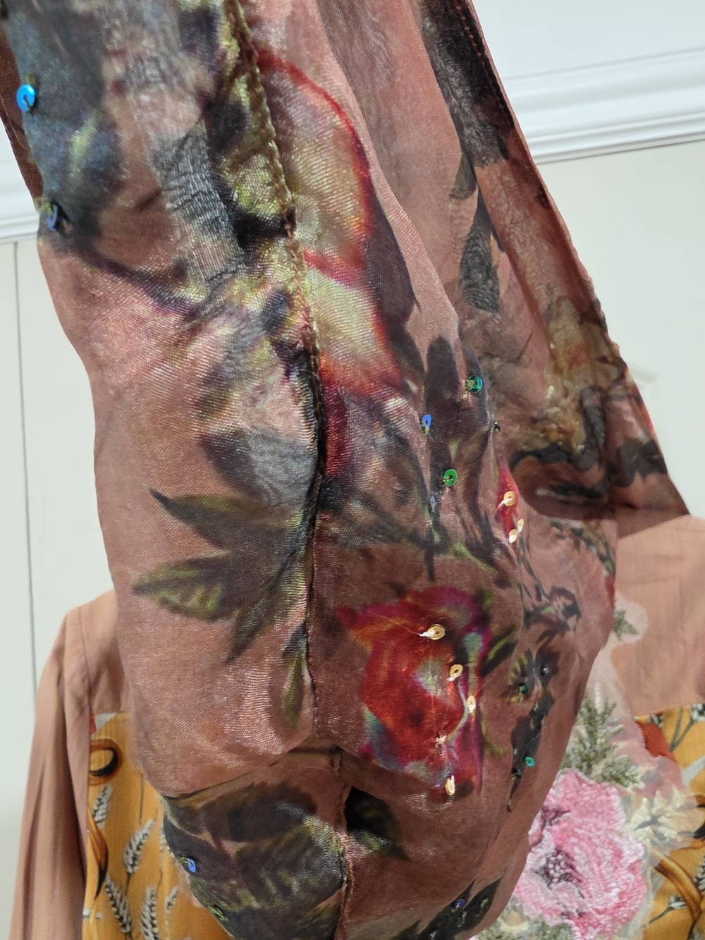Aratta - Looks Authentic Hoody Kimono Embroidered w Flower&Sequin Detail NWT M - Picture 14 of 16